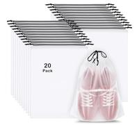 COIDEA 20 Stück Schuhbeutel für Reisen, Transparente, Wasserdichte, Tragbare, Kordelzug, Reise-Schuh-Aufbewahrungstasche, Damen und Herren, Durchscheinend, Large