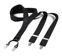 Cokaca Hosenträger Herren in Y-Form, Hosenträger Breit 3,8 cm Elastisch und Längenverstellbar, mit Sehr Starken 4 Metall Clip Sehr Gut Geeignet für Große oder Schwere Menschen (Schwarz)