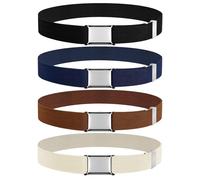 CoKeeSun 4 Stück Elastischer Gürtel Kinder, Einstellbarer Kindergürtel, Stretch Kinder Gürtel für Jungen Mädchen mit Quadratische Schnalle für Jeans Shorts Hosen Kleid