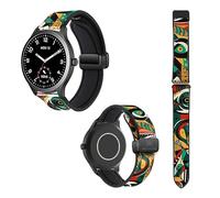 Cokitec Uhrenarmband 22 mm aus Silikon und echtem Leder: African Pattern