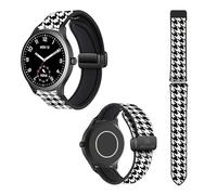 Cokitec Uhrenarmband 22 mm aus Silikon und echtem Leder: Hahnentritt