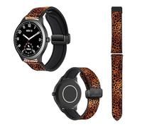 Cokitec Uhrenarmband 22 mm aus Silikon und echtem Leder: Leopard