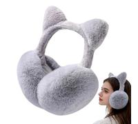 Cold Weather Headphones - 15 cm Diameter 25 cm Height Fuzzy Plush Ear Covers, Stylish Cat Earmuffs | Comfortable Warmth Accessory for Cycling Running Commuting Hiking Snow Activities Women Kids