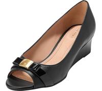 Cole Haan Damen Go-to Malta Peep-Toe-Schleifenkeil, Schwarz Leder, 37 EU