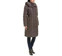 Cole Haan Damen Langer, Gesteppter Puffermantel Daunenjacke Daunenmantel, Carbon, L