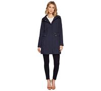 Cole Haan Damen Verstaubare Regenjacke mit Kapuze und Schleife (Standard und Übergröße) Regenmantel, Indigo/Mandala-Traum, M
