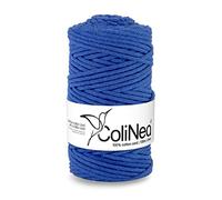 ColiNea Baumwollkordel mit Baumwollkern 3 mm 100m Baumwollgarn DIY Makramee Stricken Cotton Cord dunkel blau ideal für Makramee Handwerk Baumwollseil für Basteln