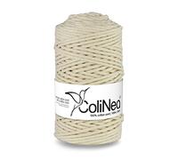 ColiNea Baumwollkordel mit Baumwollkern 3 mm 100m Baumwollgarn DIY Makramee Stricken Cotton Cord Elfenbein ideal für Makramee Handwerk Baumwollseil für Basteln
