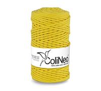 ColiNea Baumwollkordel mit Baumwollkern 3 mm 100m Baumwollgarn DIY Makramee Stricken Cotton Cord hellgelb ideal für Makramee Handwerk Baumwollseil für Basteln