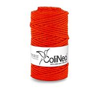 ColiNea Baumwollkordel mit Baumwollkern 3 mm 100m Baumwollgarn DIY Makramee Stricken Cotton Cord orange ideal für Makramee Handwerk Baumwollseil für Basteln