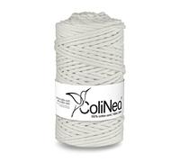 ColiNea Baumwollkordel mit Baumwollkern 3 mm 100m Baumwollgarn DIY Makramee Stricken Cotton Cord weiß ideal für Makramee Handwerk Baumwollseil für Basteln