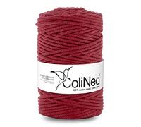 ColiNea Baumwollkordel mit Baumwollkern 5 mm 100m Baumwollgarn DIY Makramee Stricken Cotton Cord Bordeaux ideal für Makramee Handwerk Baumwollseil für Basteln