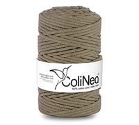 ColiNea Baumwollkordel mit Baumwollkern 5 mm 100m Baumwollgarn DIY Makramee Stricken Cotton Cord dunkel beige ideal für Makramee Handwerk Baumwollseil für Basteln