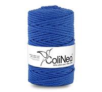 ColiNea Baumwollkordel mit Baumwollkern 5 mm 100m Baumwollgarn DIY Makramee Stricken Cotton Cord dunkel blau ideal für Makramee Handwerk Baumwollseil für Basteln