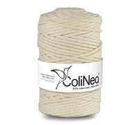 ColiNea Baumwollkordel mit Baumwollkern 5 mm 100m Baumwollgarn DIY Makramee Stricken Cotton Cord Elfenbein ideal für Makramee Handwerk Baumwollseil für Basteln
