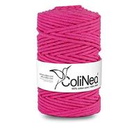 ColiNea Baumwollkordel mit Baumwollkern 5 mm 100m Baumwollgarn DIY Makramee Stricken Cotton Cord Fuchsia ideal für Makramee Handwerk Baumwollseil für Basteln