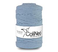 ColiNea Baumwollkordel mit Baumwollkern 5 mm 100m Baumwollgarn DIY Makramee Stricken Cotton Cord hellblau ideal für Makramee Handwerk Baumwollseil für Basteln