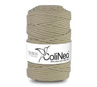 ColiNea Baumwollkordel mit Baumwollkern 5 mm 100m Baumwollgarn DIY Makramee Stricken Cotton Cord Hellbeige ideal für Makramee Handwerk Baumwollseil für Basteln
