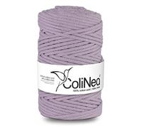 ColiNea Baumwollkordel mit Baumwollkern 5 mm 100m Baumwollgarn DIY Makramee Stricken Cotton Cord lila ideal für Makramee Handwerk Baumwollseil für Basteln
