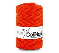 ColiNea Baumwollkordel mit Baumwollkern 5 mm 100m Baumwollgarn DIY Makramee Stricken Cotton Cord orange ideal für Makramee Handwerk Baumwollseil für Basteln