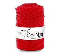 ColiNea Baumwollkordel mit Baumwollkern 5 mm 100m Baumwollgarn DIY Makramee Stricken Cotton Cord rot ideal für Makramee Handwerk Baumwollseil für Basteln