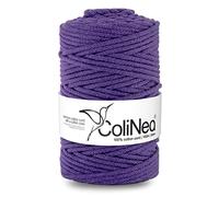 ColiNea Baumwollkordel mit Baumwollkern 5 mm 100m Baumwollgarn DIY Makramee Stricken Cotton Cord violett ideal für Makramee Handwerk Baumwollseil für Basteln