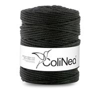 ColiNea Baumwollkordel mit Baumwollkern 5 mm 200m Baumwollgarn DIY Makramee Stricken Cotton Cord ideal für Makramee Handwerk Baumwollseil für Basteln (Schwarz)