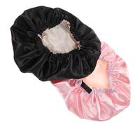 COLLBATH 2 Stück Elastische Satin Schlafmütze Damen Glattes Bonnet zum Haarschutz Doppellagig Verstellbar Geeignet für Lange und Kurze Haare Pflegend und Bequem für Nacht und Dusche