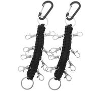 COLLBATH 2 Stück Geflochtenes Paracord Schlüsselanhänger mit Metallring Multifunktionaler Lanyard für Schlüssel Rucksack Anhänger und Cheer Bow Holder Schwarz