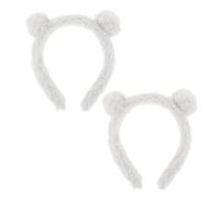 COLLBATH 2 Stück-pack Plüsch Bärenohren Haarband Weiß für Gesichtspflege und Party mit Bequemem Sitz und Vielseitiger Verwendung als Niedliches Accessoire