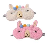 COLLBATH 2 Stück Plüsch Schlafmaske Cartoon Tier Augenbinde Lichtblockierend Weich Atmungsaktiv für Reisen und Entspannung Bequeme Augenabdeckung für Tiefen Schlaf Beige und Rosa