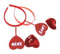 COLLBATH 2 Stück Rotes Herz Stirnband mit Pailletten Elastisches Haarband für Mädchen Dekoratives Valentinstag Haarschmuck Party und Foto Requisiten