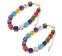 COLLBATH 2 Stück Schmuck Armband Mit Bösem Blick Kleine Perlenarmbänder Armband Mit Bösem Blick Armreif Mit Bunte Steinarmbänder Mit Für Frauen