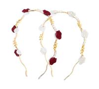 COLLBATH 2 Stück Teiliges Rosen Stirnband für Damen in Weiß und Burgund Vielseitiges Haar Accessoire zum Styling Sport und Gesichtspflege Modischer Haarschmuck für Alltag und Besondere