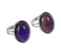 COLLBATH 2 Stück Vintage Stimmungsring Verstellbare Ovale Farbwechselringe Aus Poliertem Material Damen Schmuck Für Alltag Und Besondere Anlässe