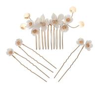 COLLBATH 4 Stück Braut Haarnadeln mit Blumenmuster U Förmig Haarkamm aus Harz Elegante Haarstäbe für Hochzeit Party und Brautfrisur
