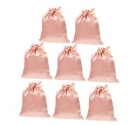 COLLBATH 8 Stück Teiliges Satinbeutel Edle Seidige Schmuck und Reisebeutel mit Kordelzug Multifunktionale Aufbewahrung für Schmuck Perücken Kosmetik Kompakt Tragbar Rosa Beige