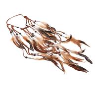 COLLBATH Boho Feder Haarband Damen Gelb mit Perlenkette Handgefertigtes Festival Stirnband Böhmisches Kopfschmuck für Mädchen Party Hochzeit