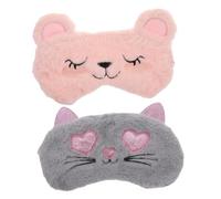 COLLBATH Plüsch Schlafmaske Augenmaske Cartoon 2 Stück Verstellbar Leicht Für Reisen Zuhause Flugzeug