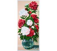 Collection d'Art PA1058 Pfingstrosen Bedrucktes Aida für Kreuzstickerei, Baumwolle, Mehrfarbig, 16 x 38cm