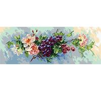 Collection d'Art PA1820 Weintrauben Bedrucktes Aida für Kreuzstickerei, Baumwolle, Mehrfarbig, 30 x 80cm