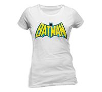 Collectors Mine Damen T-Shirt BATMAN-RETRO LOGO (WOMENS), Gr. 44 (Herstellergröße: L), Weiß (Herstellergröße: Manufacturer Size:Large)
