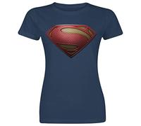 Collectors Mine Damen T-Shirt MAN OF STEEL-TEXTURED LOGO (WOMENS), Gr. 48 (Herstellergröße: XXL), Blau (Herstellergröße: Manufacturer Size:XX-Large)
