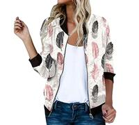 College Jacke Mädchen, Bomberjacke Damen Blumenmuster Leichte Sommerjacke Frühlingsjacke Sommer Reißverschluss Kurz Pilotenjacke Blouson Jacke Dünne Langarm Übergangsjacke College Jacke Mädchen Fliege