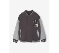 College-Sweatjacke mit Aufnäher Jungen grau Gr. 128 von vertbaudet