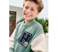 College-Sweatjacke mit Aufnäher Jungen smaragdgrün Gr. 128 von vertbaudet
