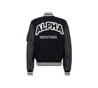 Collegejacke ALPHA INDUSTRIES "PU College Jacket Light", Herren, Gr. M, schwarz, Obermaterial: 100% Polyester, Ärmel Obermaterial: 100% Polyurethan, Futter: 100% Nylon, Jacken Collegejacke (89329967-M