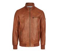 Collegejacke BUGATTI "BULEONARDO", Herren, Gr. 48, braun (cognac), Obermaterial: 100% Lammleder LEL. Futter: 50% Baumwolle CO. 50% Polyester PES. 50% Baumwolle CO. 50% Polyester PES., uni, relaxed fit