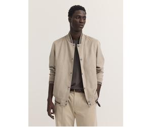 Collegejacke BUGATTI "Premium Suede", Herren, Gr. 58, beige (40, beige), 100% Polyester, unifarben, regular fit, Jacken Collegejacke, Regular Fit wasserabweisend (39051522-58) 40, beige