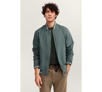 Collegejacke BUGATTI "Regular Fit", Herren, Gr. 54, grün (150, moos), 100% Polyester, unifarben, regular fit, Bündchen, Jacken Collegejacke, wasserabweisend trotz leicht perforiertem Oberstoff (632146